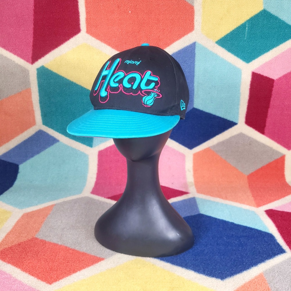 Miami Heat New Era 59FIFTY Fitted Baseball Cap Black Teal Pink‎ Basketball